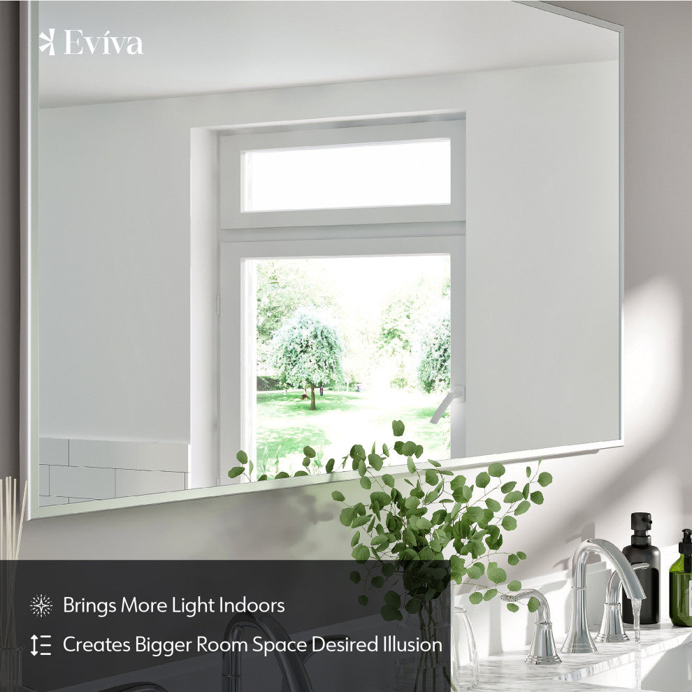 Eviva Sax Rectangular Metal Framed Mirror, 60"
