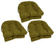 16" Polyester Solid Outdoor U-Shaped Tufted Chair Cushions, Set of 6, Avocado