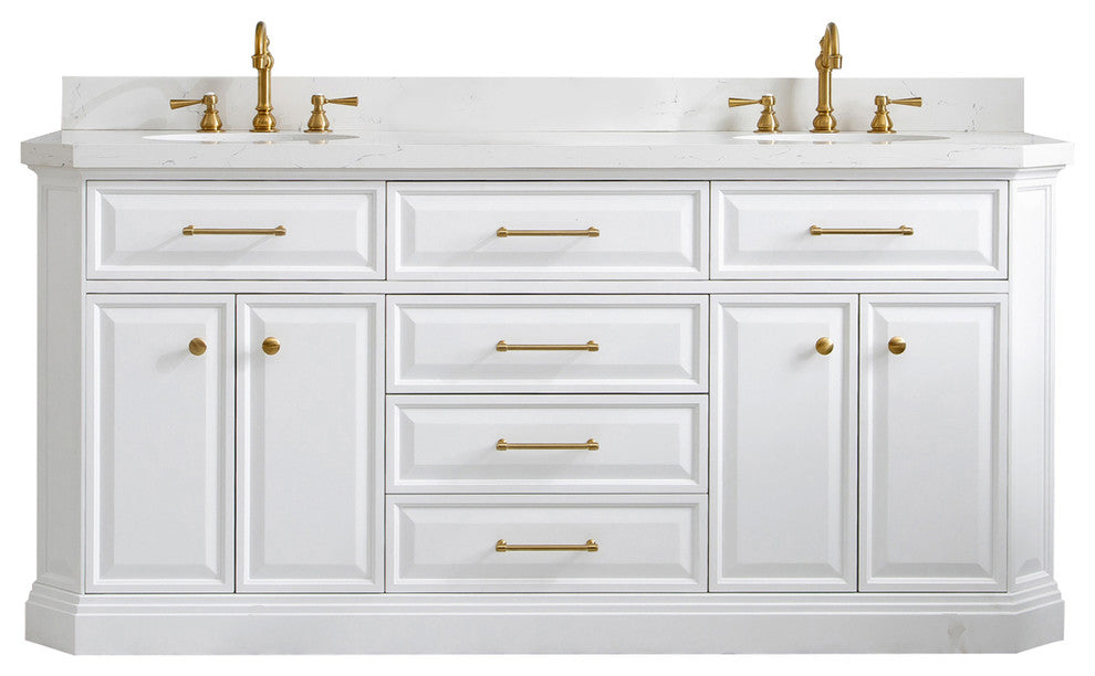 72" Palace Collection With Hardware, Satin Brass Finish, Pure White, F2-0012 Fau