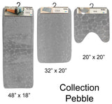 Bath Rug Memory Foam Mat 3D Pebble, Light Gray, Runner Mat 48"