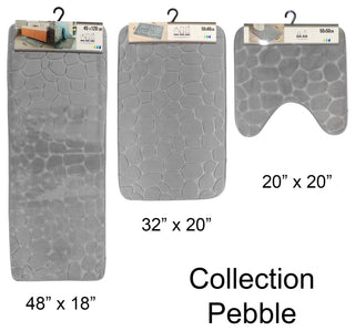 Bath Rug Memory Foam Mat 3D Pebble, Light Gray, Runner Mat 48"