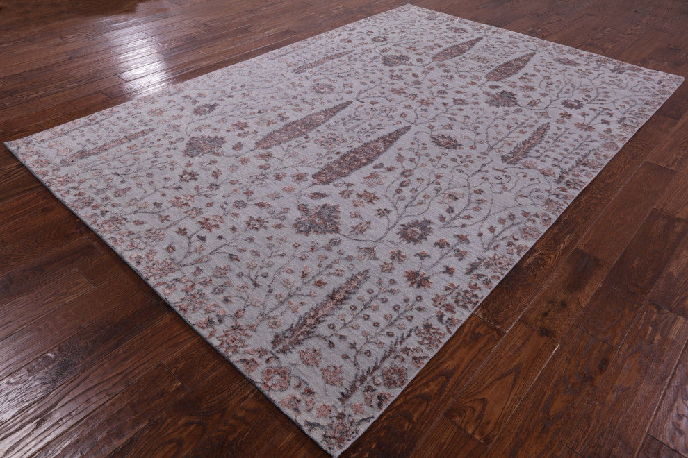 Cypress Tree Hand Knotted Wool and Silk Rug 6' 5" X 9' 4" Q7066