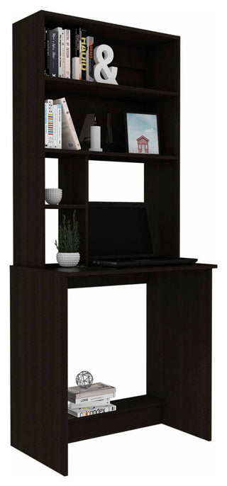 Sawgrass Computer Desk With Hutch, With 4 Shelves, Black Wengue