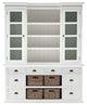 Classic White Library Hutch With Basket Set