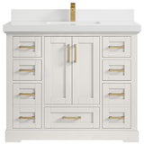 Boston 42" Single Sink Bath Vanity in Alabaster 2" White Quartz