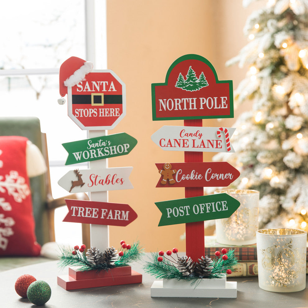 2-Piece Set Christmas Wooden Sign Table Decor