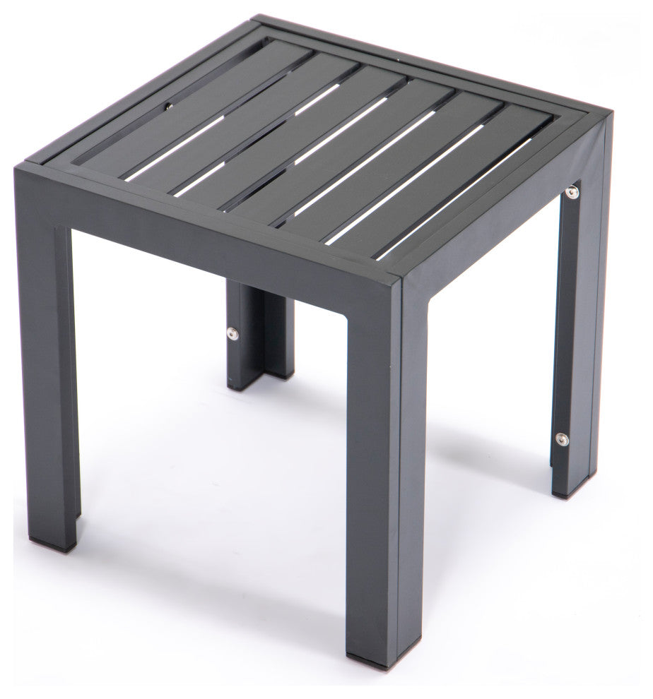 LeisureMod Chelsea Aluminum Weather Resistant Patio Side Table, Black