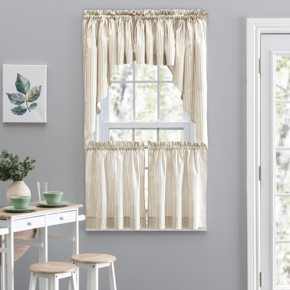 Plaza Stripe 58" x 15" Tailored Valance, Tan