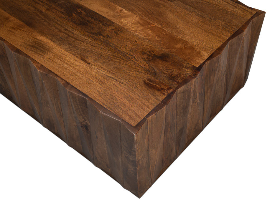 Denali Rectangle Cocktail Coffee Table Block Solid Wood