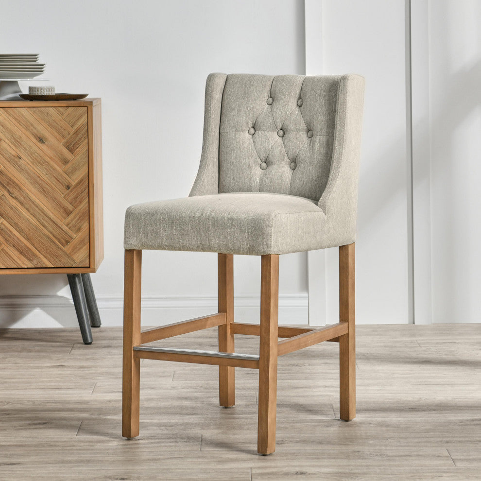 Home Karla Tufted 24" Counterstool by Kosas Home, French Beige