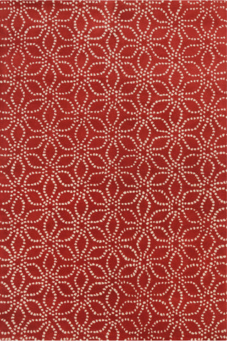 Stella Contemporary Area Rug, Red and White, 5'x7'6"