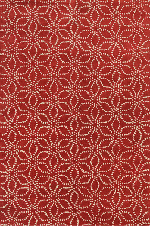 Stella Contemporary Area Rug, Red and White, 5'x7'6"