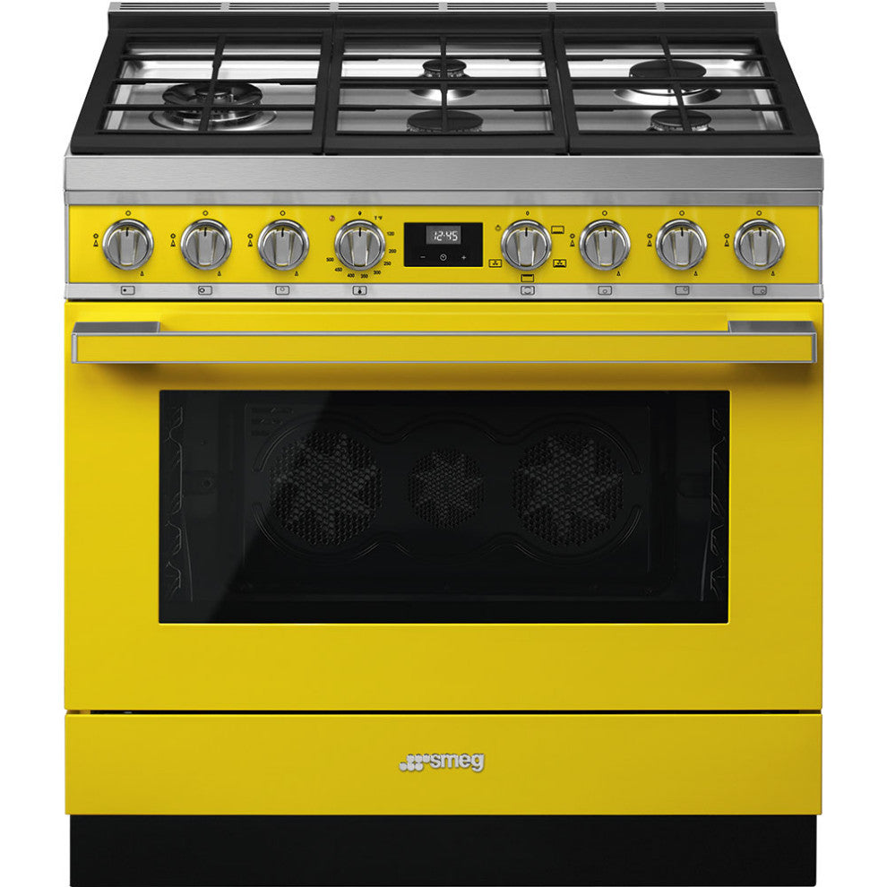 Portofino Series Pro-Style Freestanding Gas Range with 5 Burners, 36-Inch, Yello