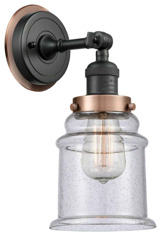 INNOVATIONS LIGHTING 203BK-BPAC-HRAC-G184 Canton 1 Light Mixed Metals Sconce