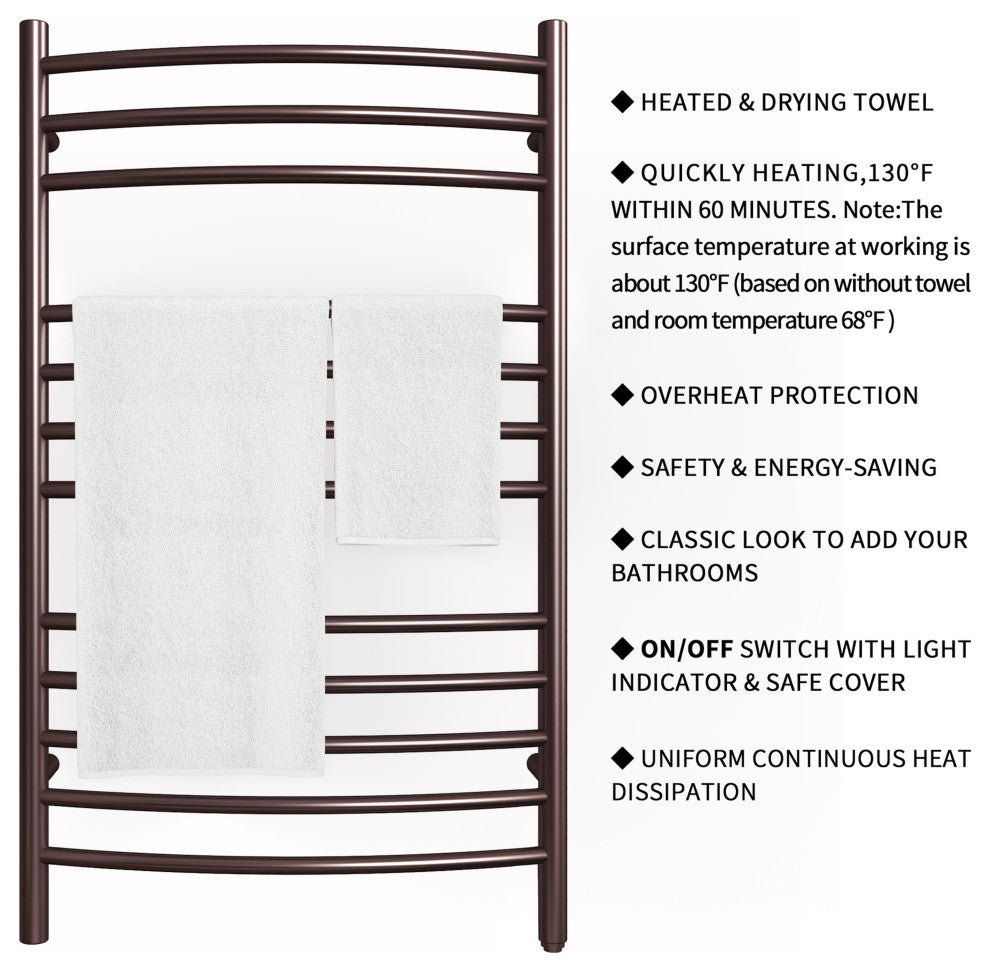 Heatgene 12 Bar Hardwired/Plug-in Towel Warmer, Venetian Bronze