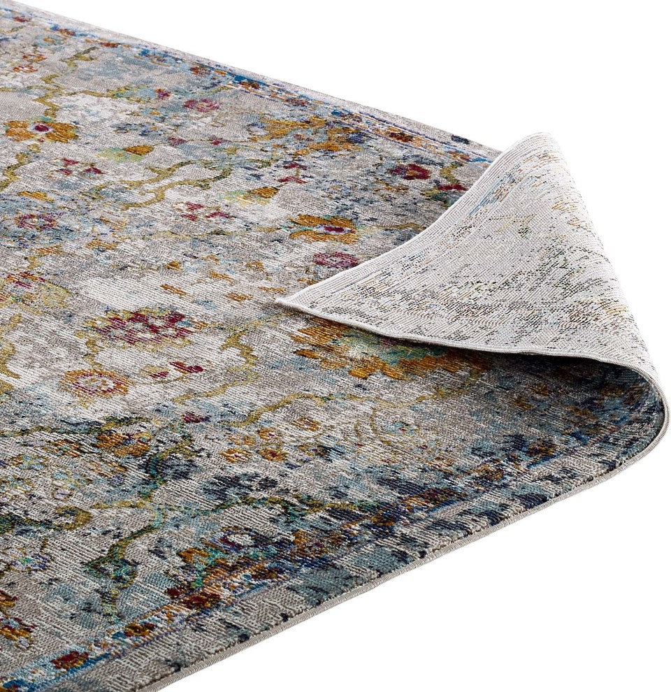 Success Manuka Distressed Vintage Floral Lattice 8x10 Area Rug, Multicolored