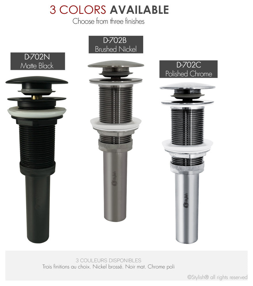 STYLISH Matte Black Pop-Up Bathroom Sink Drain without Overflow