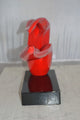 Modern Art Red Ribbon Resin Statue -  Size: 25"L x 6"W x 13"H.