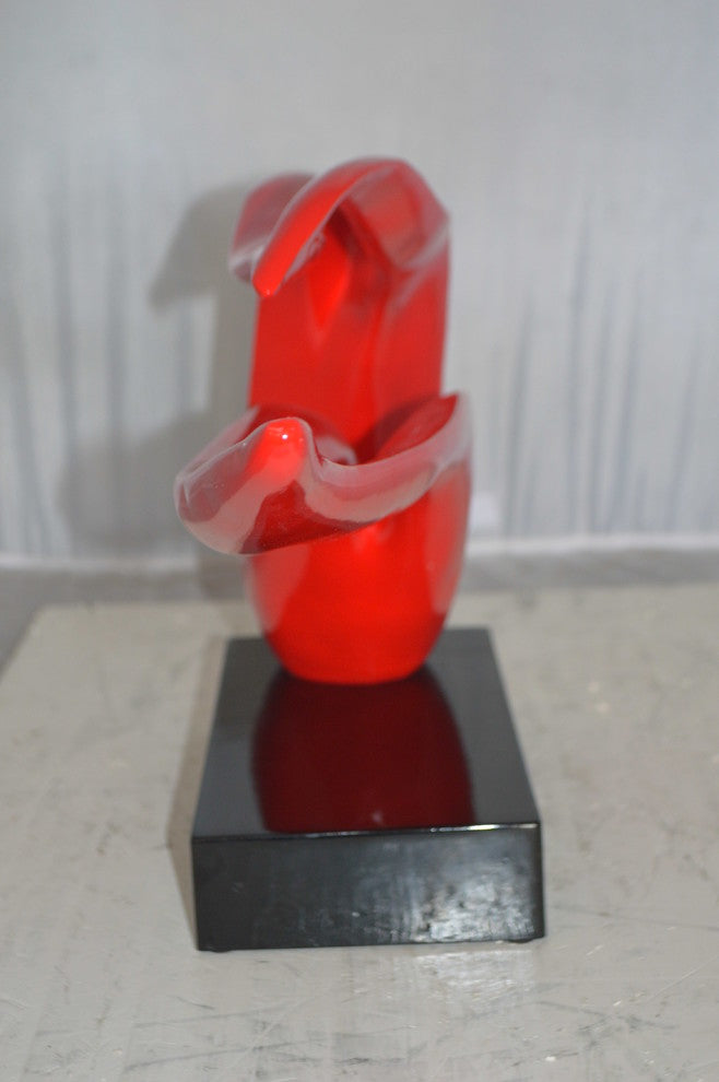 Modern Art Red Ribbon Resin Statue -  Size: 25"L x 6"W x 13"H.