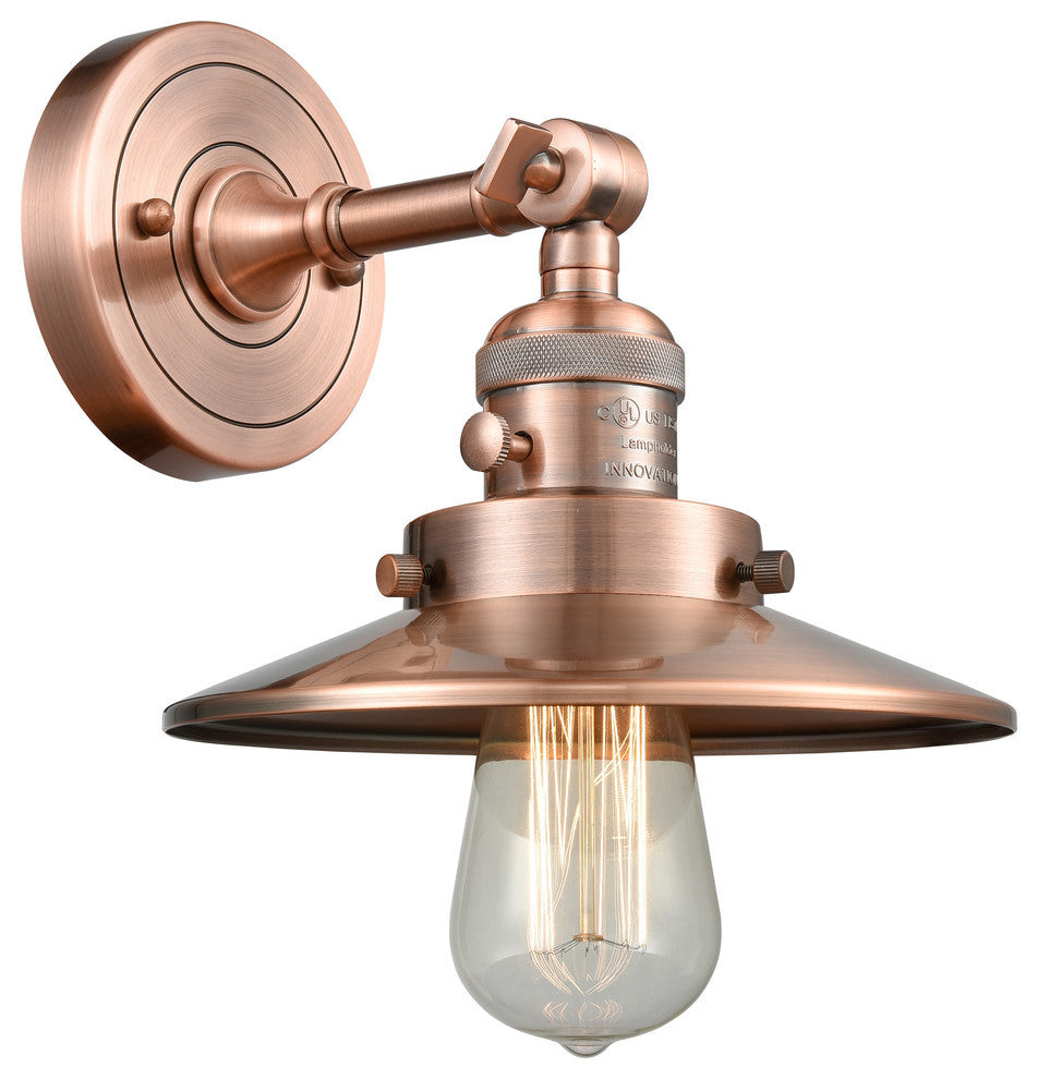 Railroad 1-Light Sconce, Antique Copper, Shade: Antique Copper