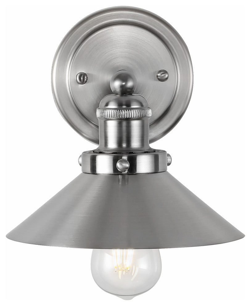 June Metal Shade Sconce, Nickel, 1-Light