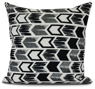 Arrow, Geometric Print Outdoor Pillow, Black, 18" x 18"