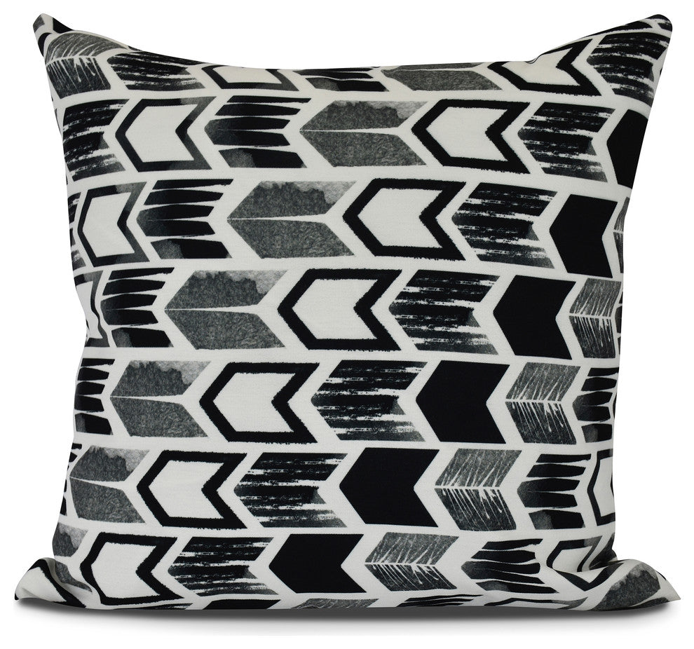 Arrow, Geometric Print Outdoor Pillow, Black, 18" x 18"