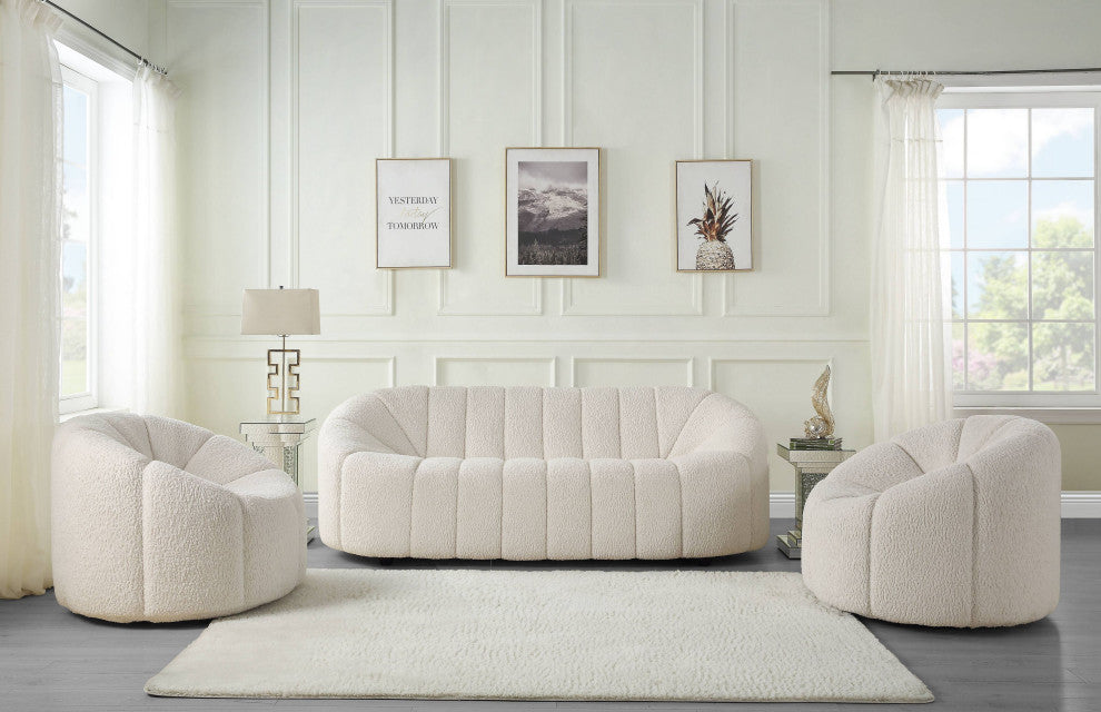Osmash Sofa, White Teddy Sherpa