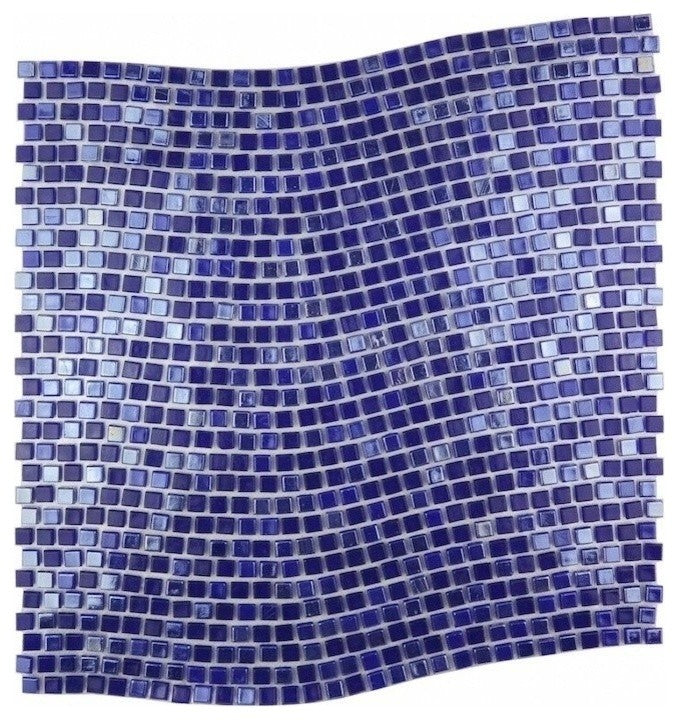 Galaxy 12"x12" Wavy Square Glass Mosaic Tile,Iridescent Blue, Single Sheet