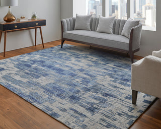 Kinton Modern Abstract, Blue/Ivory, 8'x8' Round Rug