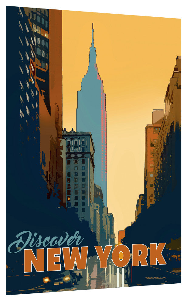 "New York Minute" Frameless Free Floating Tempered Glass Panel Graphic Wall Art