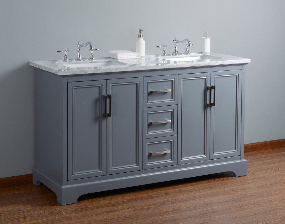 Ariane Bathroom Vanity, Gray, 60" Double Sink