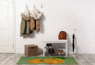 Pumpkin Patch Fall Design Chenille Area Rug, Green, 3'x5'