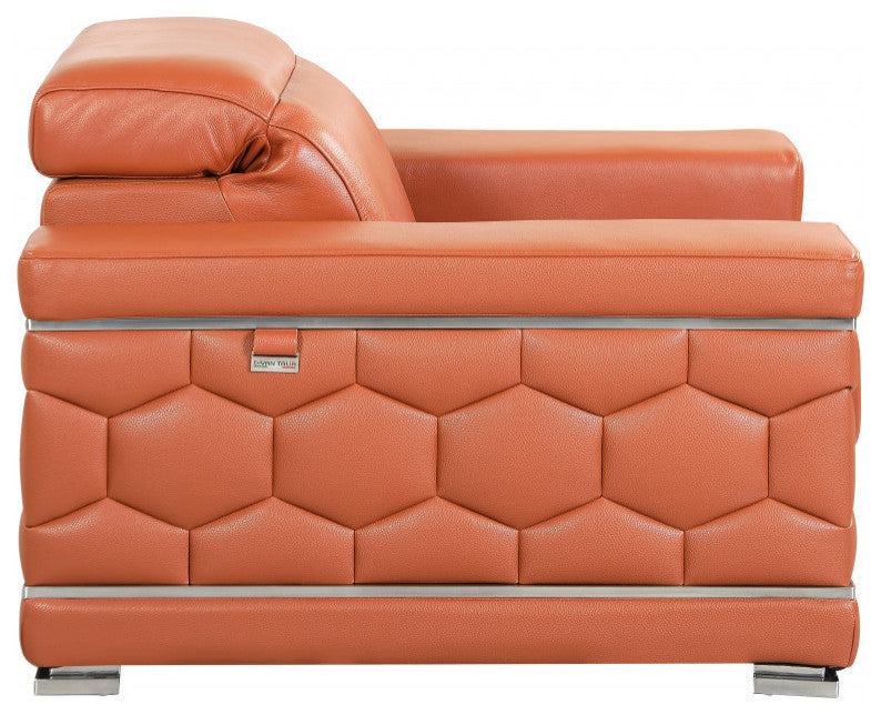 2-Piece Indoor Camel Italian Leather Five Person Seating Set