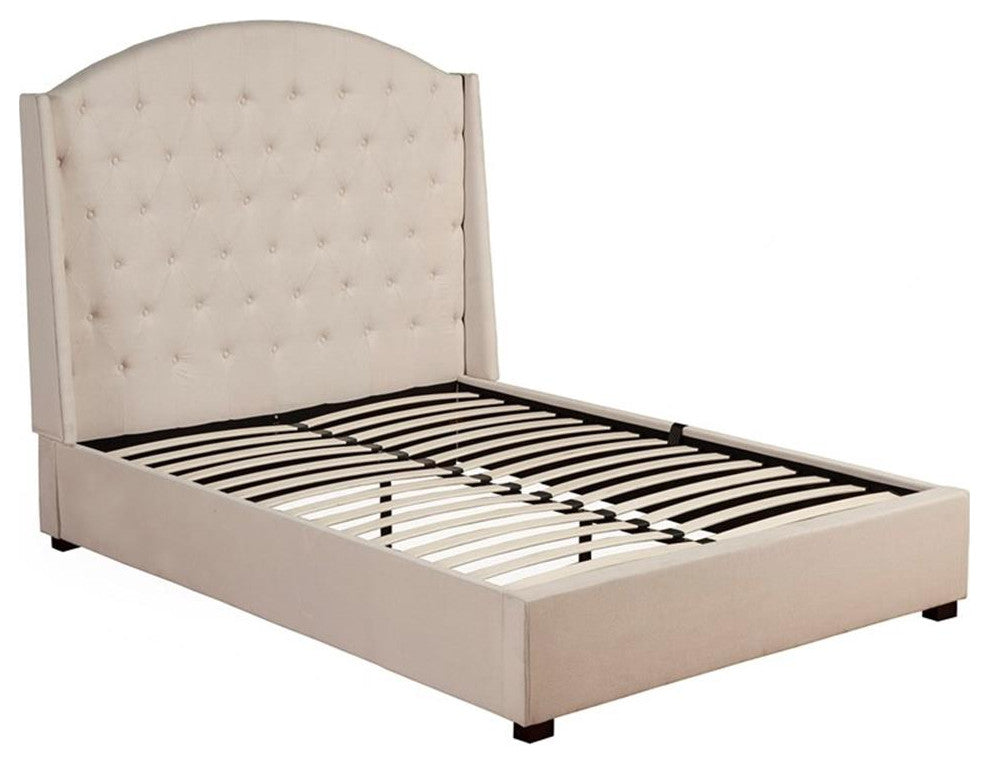 Alpine Furniture Amanda Queen Tufted Upholstered Bed, Haskett/Jute