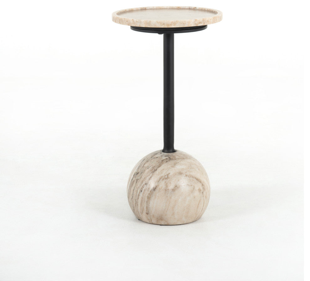 Viola Accent Table-Antique White Marble