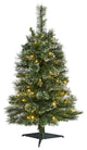 3' Wisconsin Slim Snow Tip Pine Faux Christmas Tree With 50 Clear LED Lights