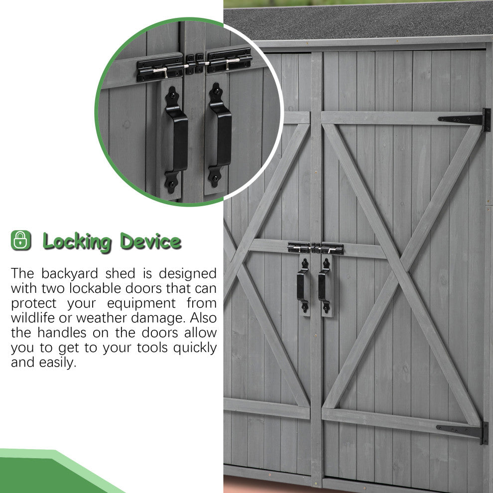 Outdoor Storage Shed With Lockable Door, Gray