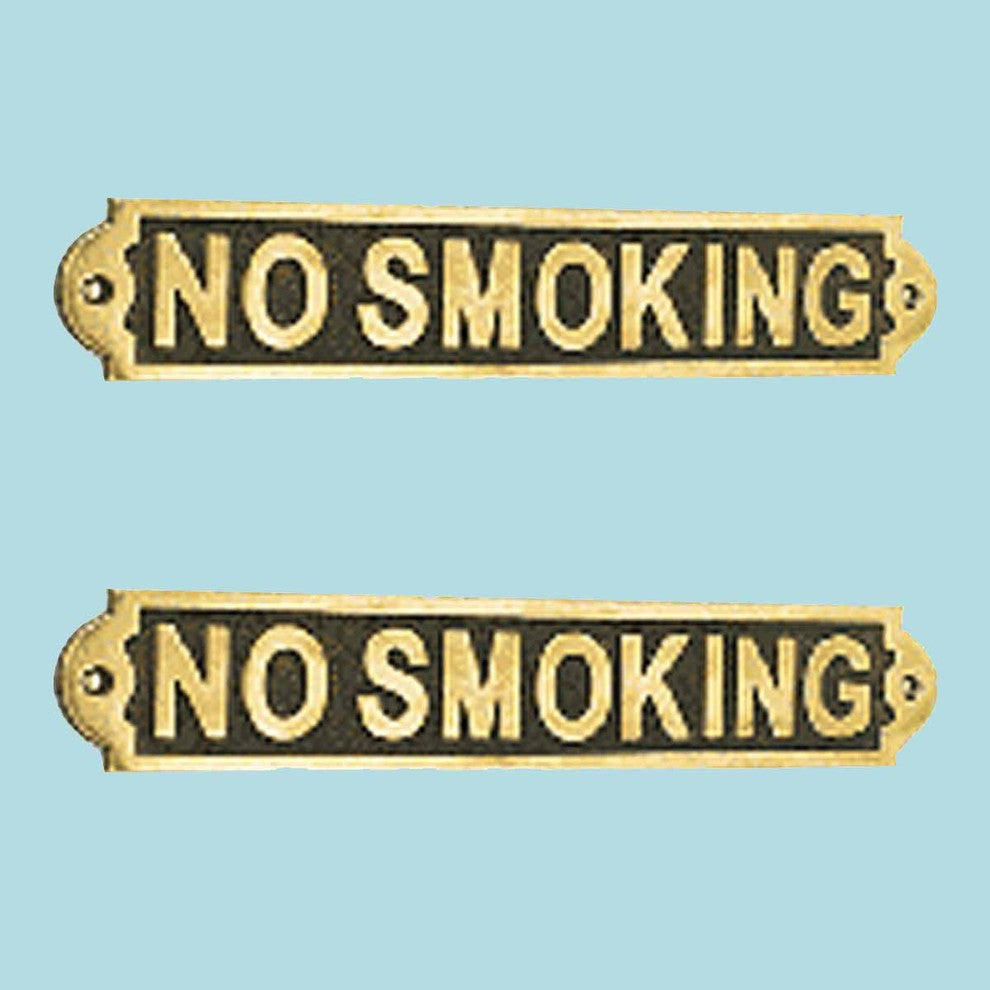 2 Solid Brass Plaques NO SMOKING Sign Polished Brass Plate