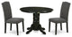 3Pc Round 42" Dinette Table, A Pair Of Parson Chair, Black Leg, Dark Gotham Grey