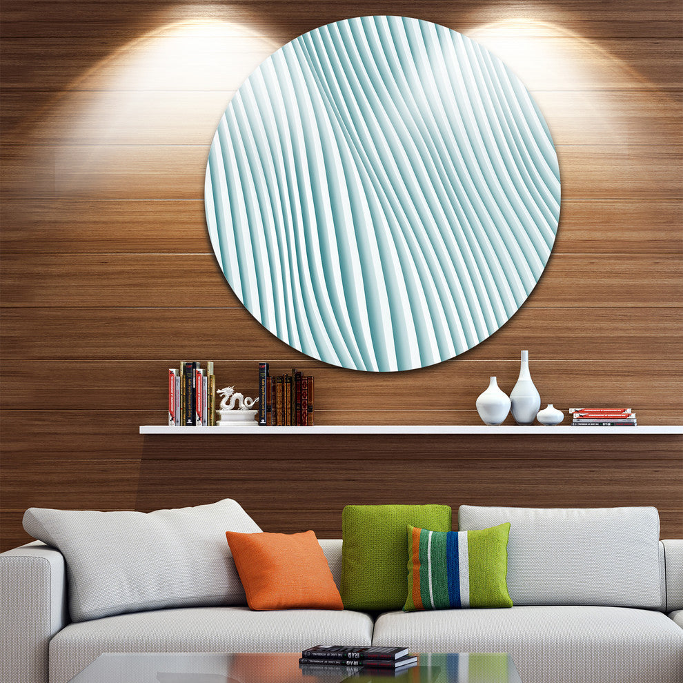 Fractal Small Blue 3D Waves, Abstract Art Round Wall Art, 11"