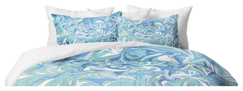 Deny Designs Wagner Campelo Marble Waves Serenity Duvet Cover Set