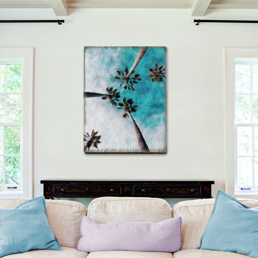 Palms Art Wooden Wall Art, Oversized 48x36