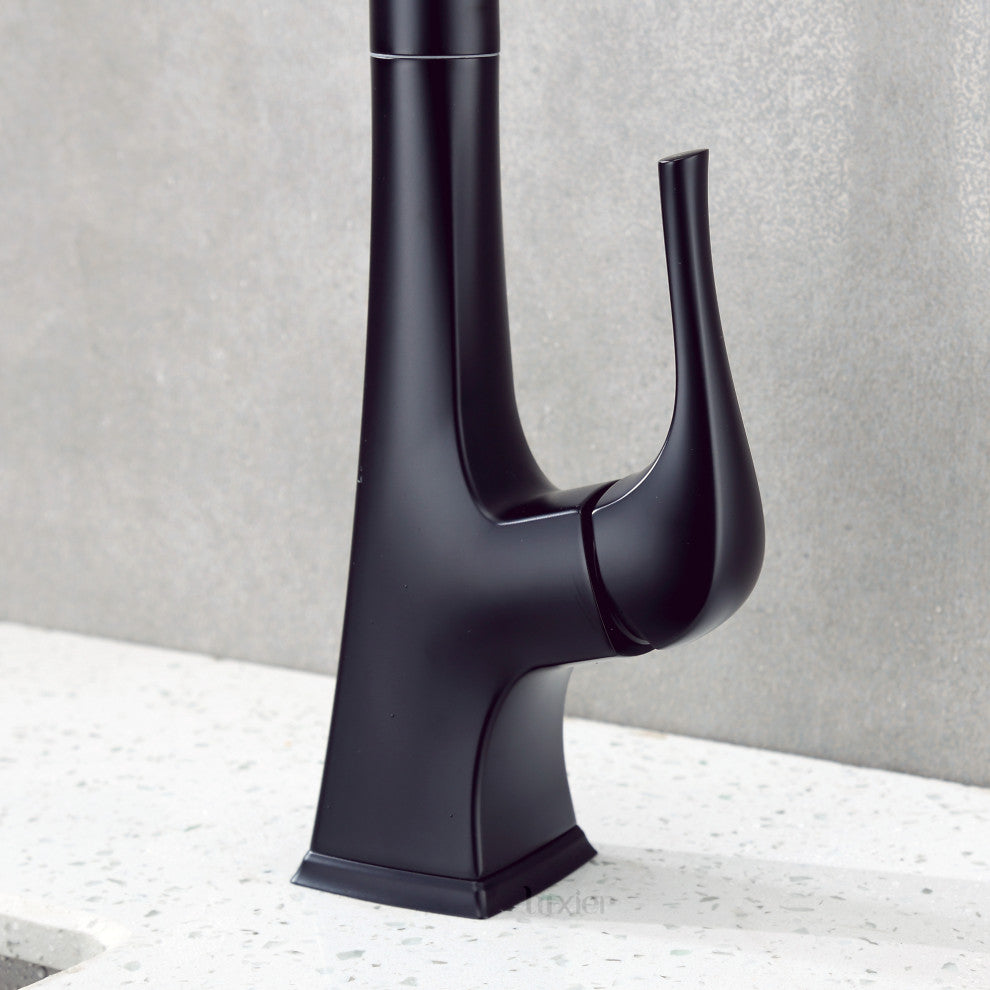 Luxier KTS20-T Single-Handle Pull-Down Sprayer Kitchen Faucet, Matte Black
