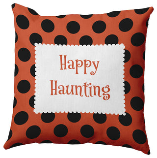Happy Haunting Dots Accent Pillow, Harvest Orange, 16"x16"