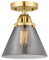 Large Cone Semi-Flush Mount, Satin Gold, Plated Smoke, Plated Smoke