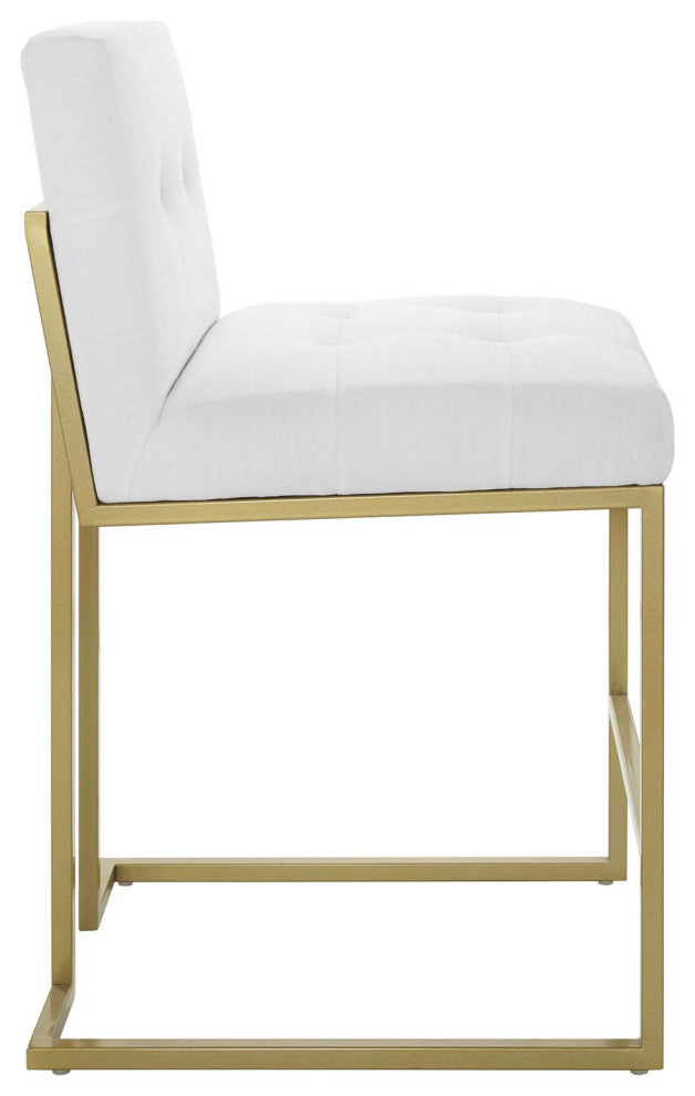 Privy Counter Stool Upholstered Fabric Set of 2, Gold White