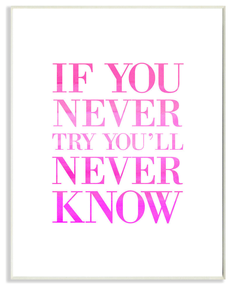 "If You Never Try Youll Never Know" Wall Plaque Art