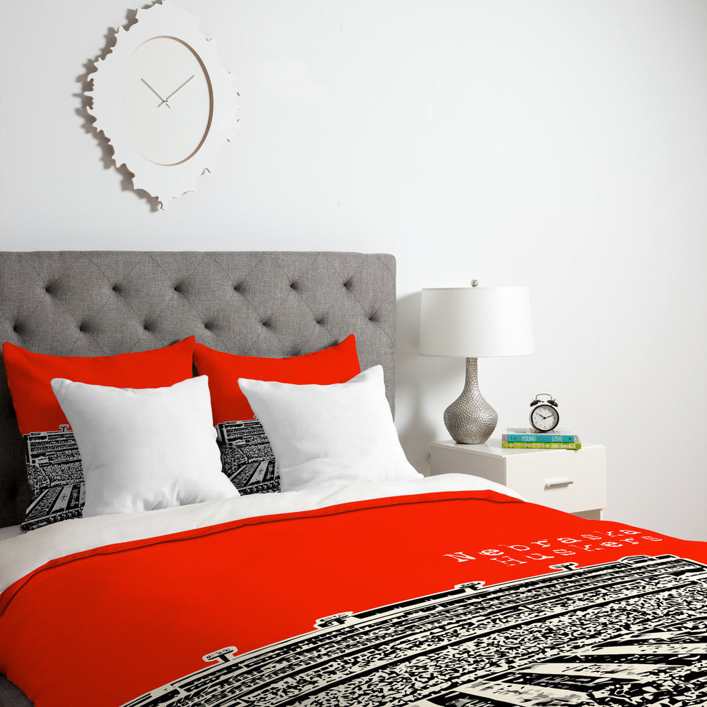 Deny Designs Bird Ave Nebraska Huskers Red Duvet Cover - Lightweight