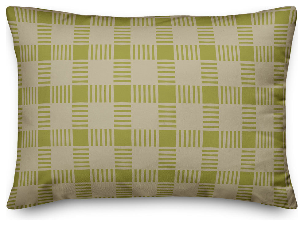 Green Plaid Throw Pillow